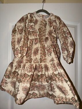 Bebe Oganic Girls Floral Tiered bohemian Dress - Pink Cream 6Y